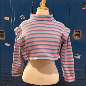 Fashion Brand Company Barbie Crop Vibrant Striped Knit Sweater